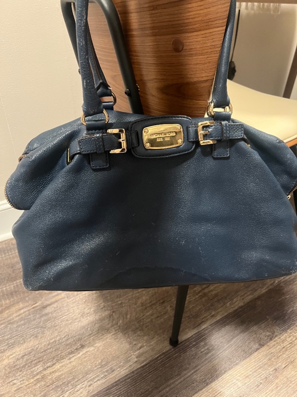 Michael Kors One sizeLeather weekender- Navy Blue